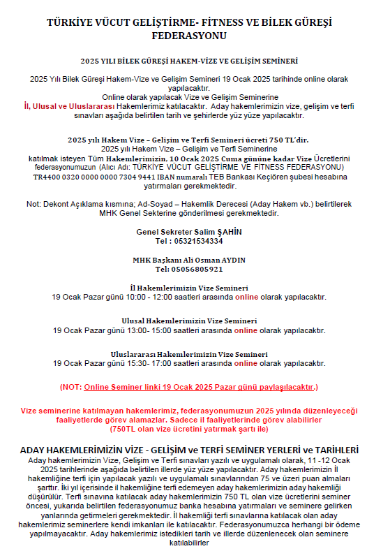 2025 YILI BİLEK GÜREŞİ HAKEM-VİZE VE GELİŞİM SEMİNERİ - Görsel 1